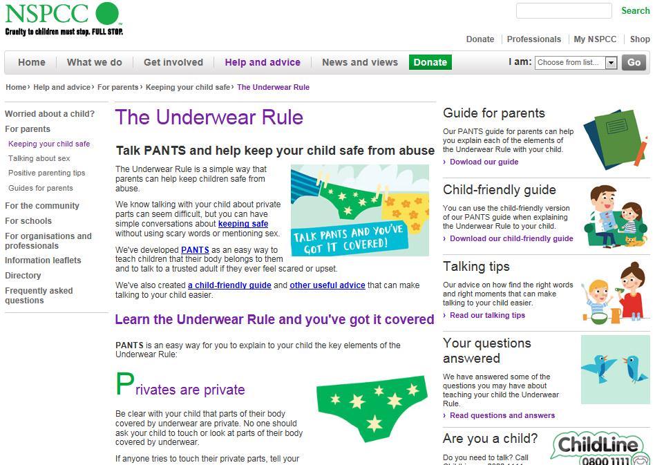 Underwear Rule advice page Over 260,000 unique views