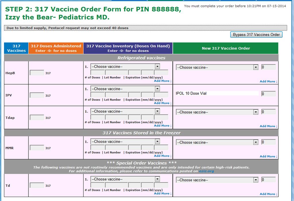 New Vaccine Order Form - 317 STEP 2-317 ADULT
