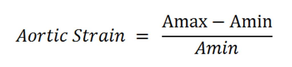 4: Equation used for aortic strain calculation from the largest
