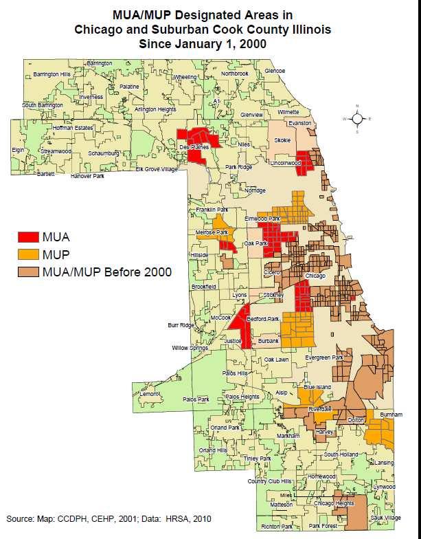 Both South and Southwest suburban residents have lower access to trauma centers then other suburban areas or the City of Chicago.