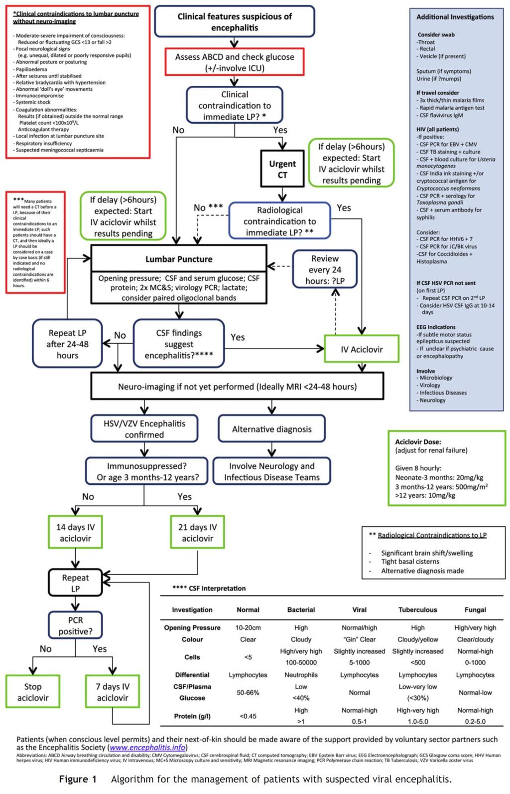 1 Wessex Regional Paediatric Neurology Guideline: Management of Suspected Encephalitis An algorithm summarising management is shown below (Figure 1).