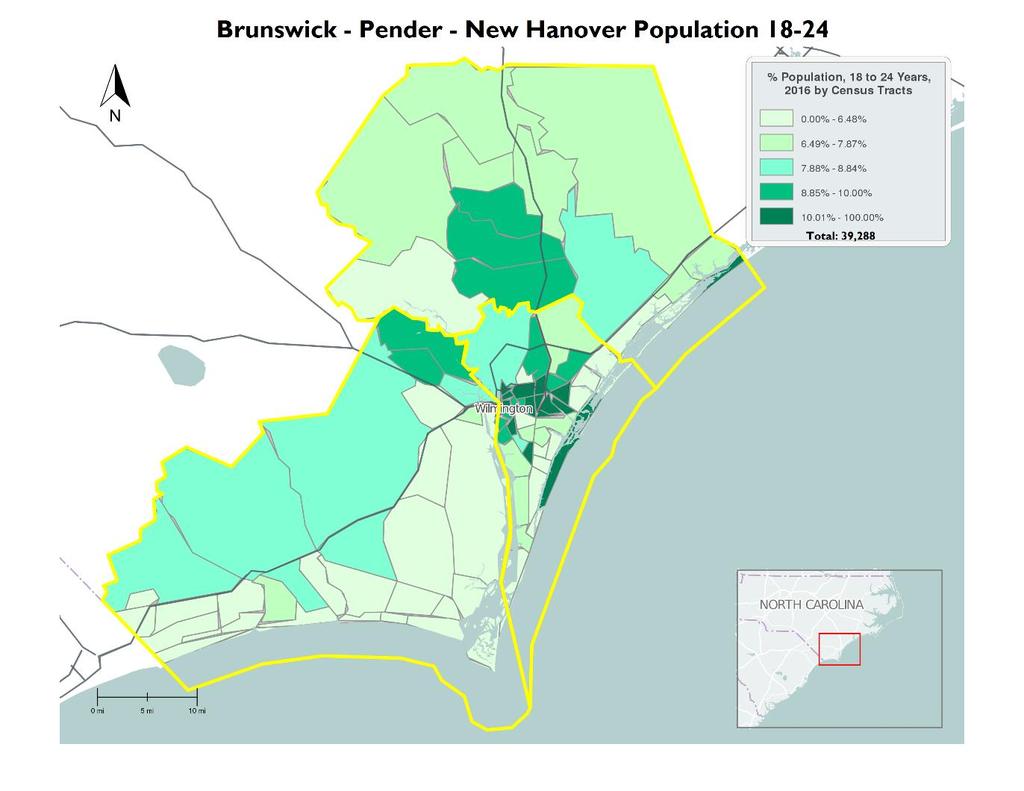 Economy Approximately 193,121 residents make up the labor force of Brunswick, Pender, and New Hanover Counties, which most recently reported an average unemployment rate of 5.4%.