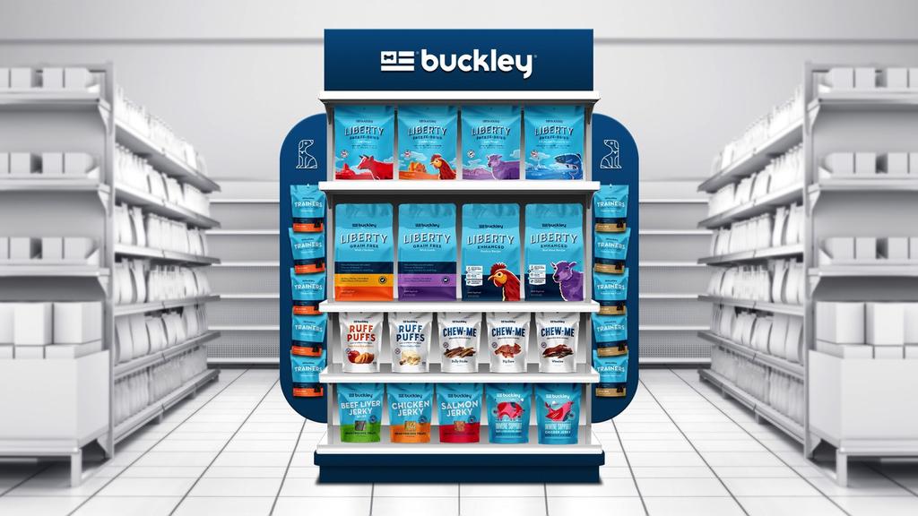 Branded Merchandising Block Together, the Buckley branded assortment makes