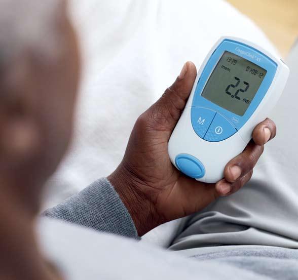 Patient self-monitoring Increase your safety and independence Self-monitoring reduces your risk of blood clots Percentage of warfarin patients who had a major blood clot Usual care 4% Selfmonitoring