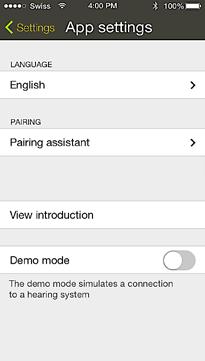 13.2 App settings Pair new streamer A step-by-step guide for the pairing process of the Phonak RemoteControl App to a Phonak streamer. A. Settings icon Press the settings icon. B.