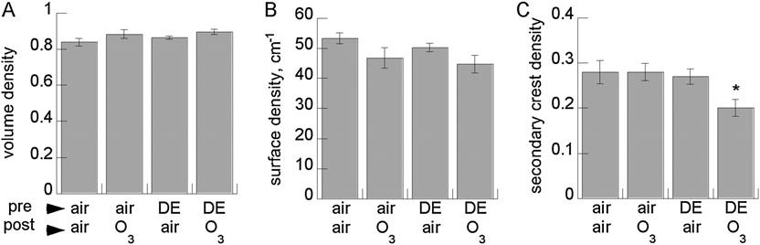 Auten, Gilmour, Krantz, et al.: Maternal Diesel Exposure, O 3 -Induced AHR in Offspring 457 (6), the a-actin positive smooth muscle surrounding small airways was typically discontinuous.