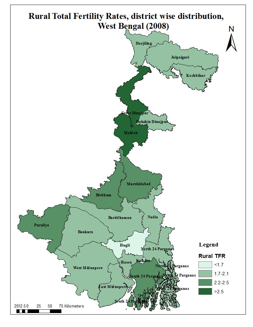 Figure 3: District-wise total fertility