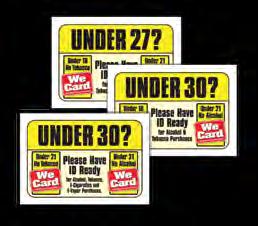 AND ALCOHOL DECALS DCH Under 30 18 Tobacco/21 Alcohol DCH27