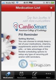 CardioSmart Pill Reminder App Powered by Drugs.