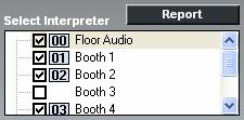 During the activity, Lab 100 STS users can select whether they want to listen to the Floor or to one of the interpreters