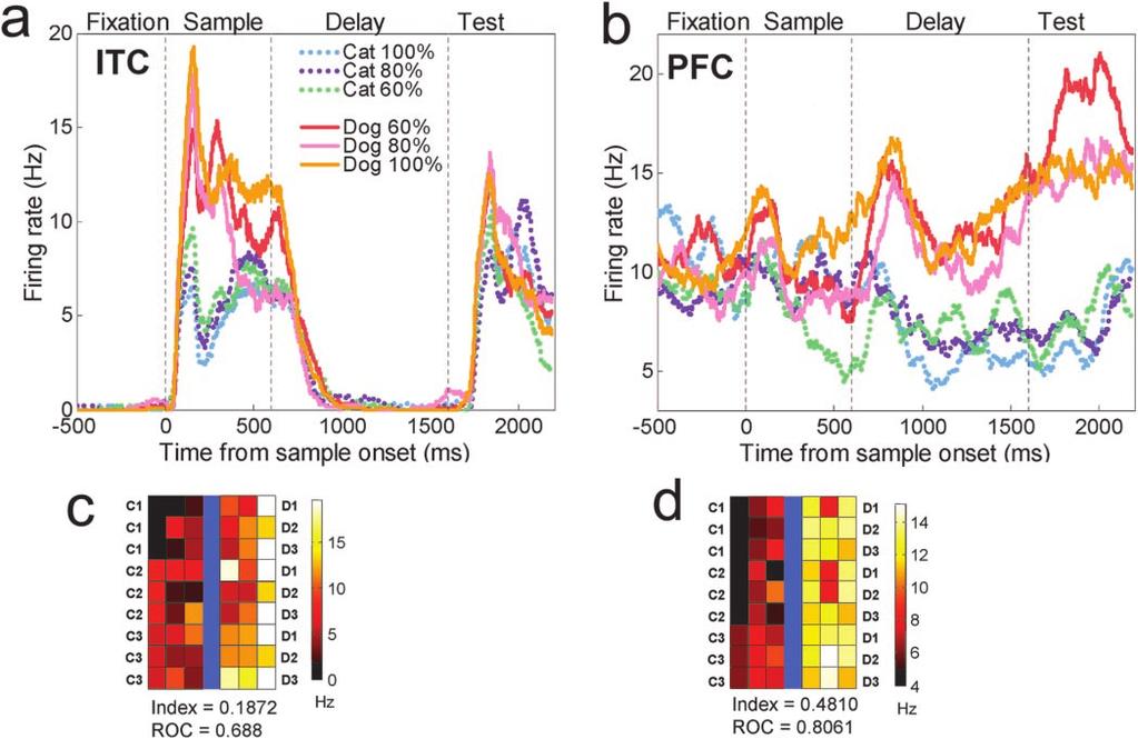5238 J. Neurosci., June 15, 2003 23(12):5235 5246 Freedman et al. Comparison of PFC and ITC during Visual Categorization Figure 4. Single neuron examples.