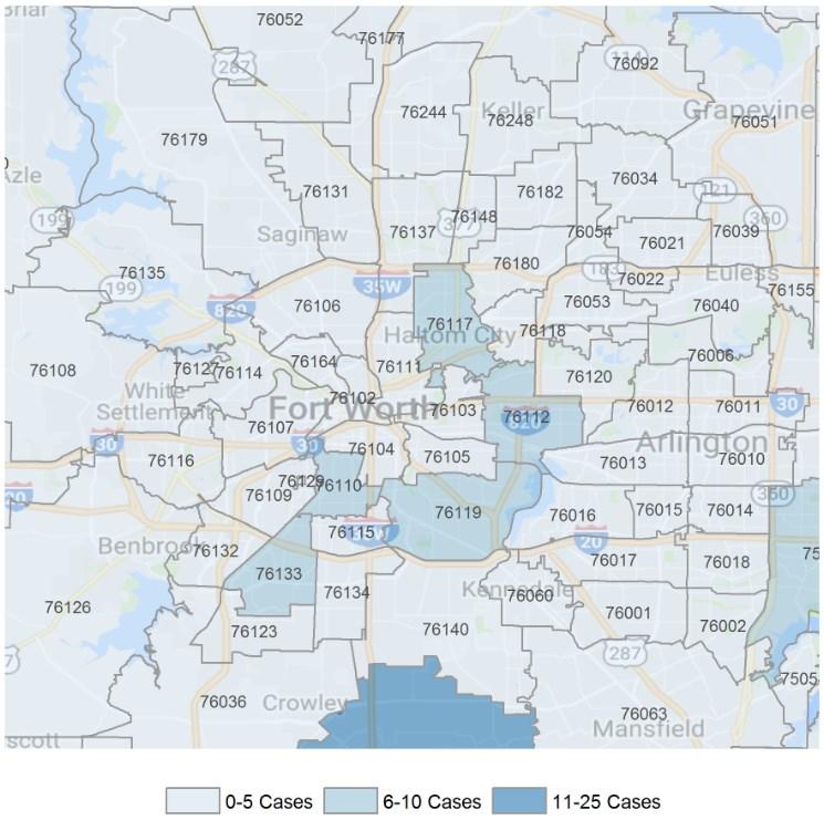 % ILI Tarrant County Historical ILI and ESSENCE Geographical Distribution Map 12.0% 11.0% 1 9.0% 8.0% 7.0% 6.0% 5.0% 4.0% 3.0% 2.0% 1.0% Graph 3.