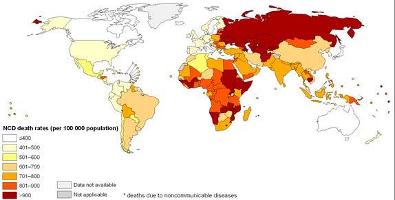 5 the year 2030, non-communicable diseases will be the most common cause of death, worldwide. 21 Figure 1 Distribution of Age-standardized Non-communicable Disease Mortality Rates among Males, 2008.