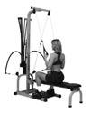 Position your thighs directly under the pulleys and sit upright with your arms extending upward.