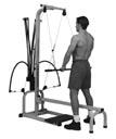 Back Exercises 27 STIFF-ARM PULLDOWN with Lat Tower - Shoulder Extension (elbow stabilized) Muscles worked: This exercise emphasizes your upper back (the latissimus dorsi, teres major and rear