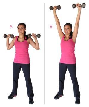 Like a regular shoulder press but lower arms till they make a W shape before