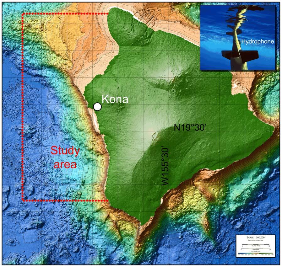 Figure 1. Map of the study area off the Kona coast, Hawai i, USA. Inset at upper right shows the Seaglider at the beginning of a dive.