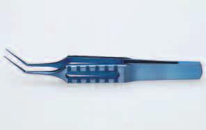 F-2043P 11mm Angled Kelman style IOL insertion forceps with highly polished tips.