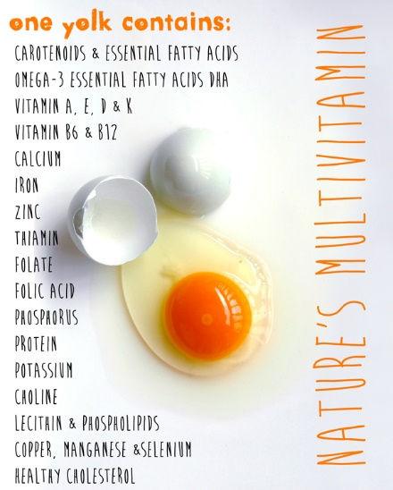 Information Benefits of egg yolk: The yolk contains most of the nutrients in an egg.