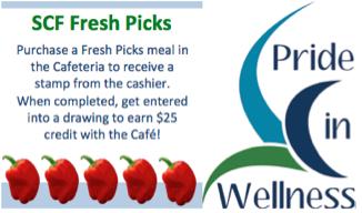 Additional Wellness REWARDS In addition to the VISA Gift Cards (page 3) and prizes awarded for completing a challenge (page 6), you can also get rewarded for: Fresh Picks at the Cafeterias - $25.