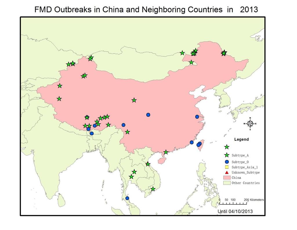 Epidemiology of FMD in China and neighbouring countries Current status