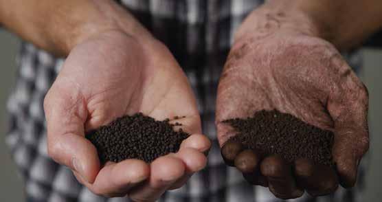 Competitor's dry humic acid product is dusty, non uniform and contains up to 20% moisture, making it hard to spread and difficult to blend.