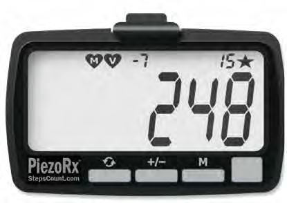 The PiezoRx English Icons Main Displays STEPS Your Eventual Goal? 8,000 a day Check your steps throughout the day... when you can, make choices that will increase your number!