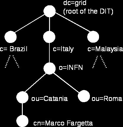 LDAP Data Information Tree Distinguished Name (DN) Unique name that unambiguously identifies an entry Es.