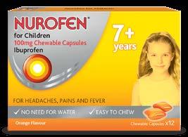 PROMOTED PRODUCT Nurofen for Children Chewable Capsules Soft Nurofen for Children 100 mg chewable capsules contain ibuprofen and are available in an easy-to-chew, on-the-go format.