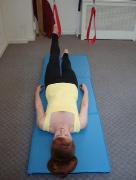 to the knee; Exhale: Extend the knee and abduct the leg out to the side After 2-4 complete repetitions re-align
