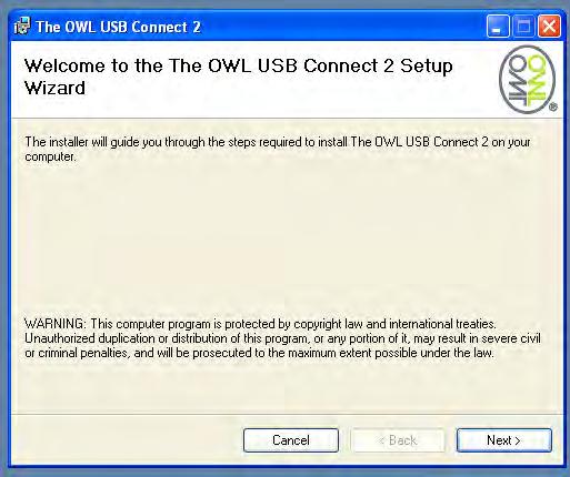 2.0 GETTING STARTED Run the installation program file theowl_usb_02fe04be06 from the CD