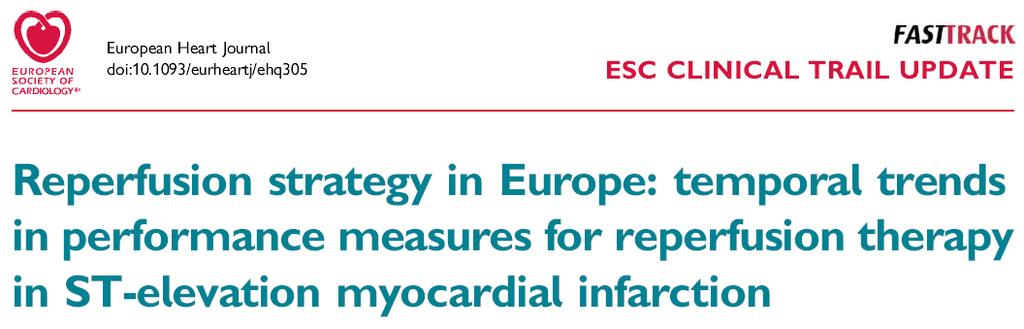 Conclusions Euro Heart Survey ACS III provides reassuring news : Average reperfusion rate among eligible patients : 80.