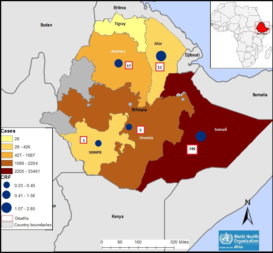 Humanitarian crisis/ acute watery diarrhoea Ethiopia Event description The drought-induced humanitarian crisis and the accompanying infectious diseases outbreaks especially in the south-eastern parts