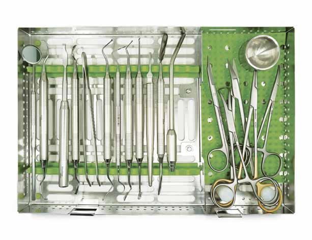 Dentium Surgery Kit is a cassette of surgical instruments for periodontal and dental implant surgery. The cassette is divided into two sections to best store surgical instruments.