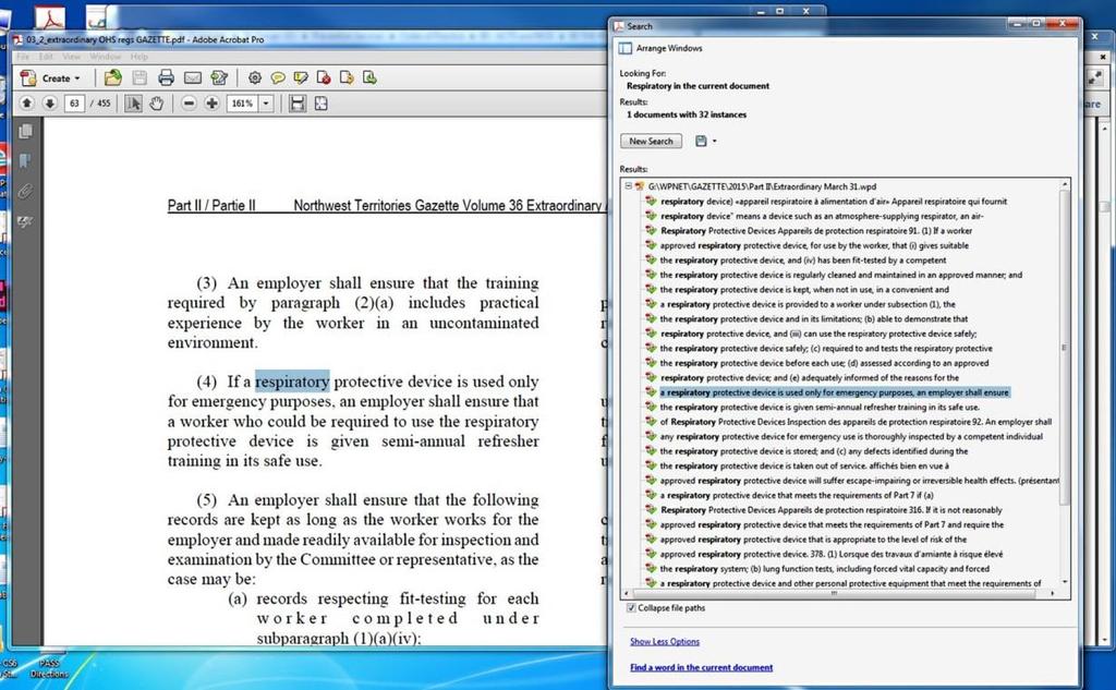 Searching the PDF: SHIFT+Ctrl+f Pressing the 3 keys together brings up a window to enter a topic.