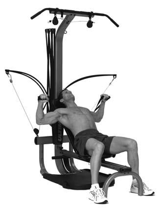 Incline Position: Start with the bench flat in the furthest position away from the Power Rods. Pull out on the spring lock seat pin and lift the long bench pad up.