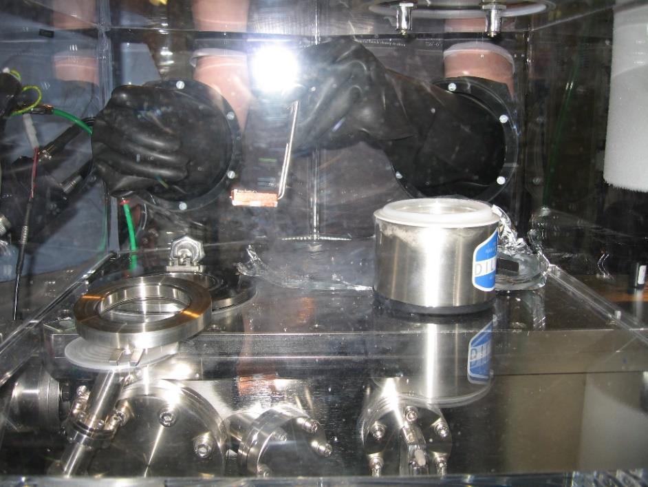 The J105 Sample Handling Large Glove Box with Argon purge for sample insertion LN2 sample cooling to 100K Mousetrap