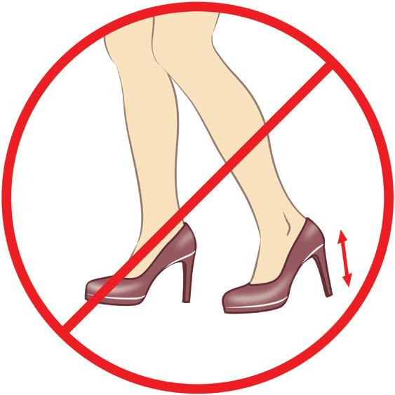 Bad for your feet Do not wear shoes with heels