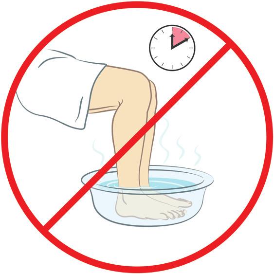Do not soak your feet for more than minutes or