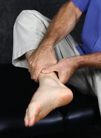 Note: Do not cause pain. Note: Do not do this fix with an acute, swollen ankle sprain. i.e. the person stands with the involved leg bent at the knee. THE SET UP 1.