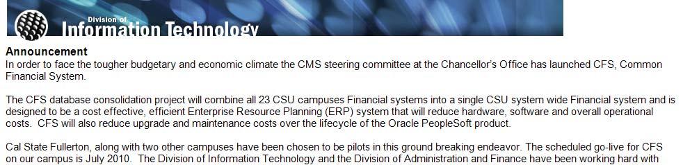 For Additional Information Updated CMS CFS Web Site