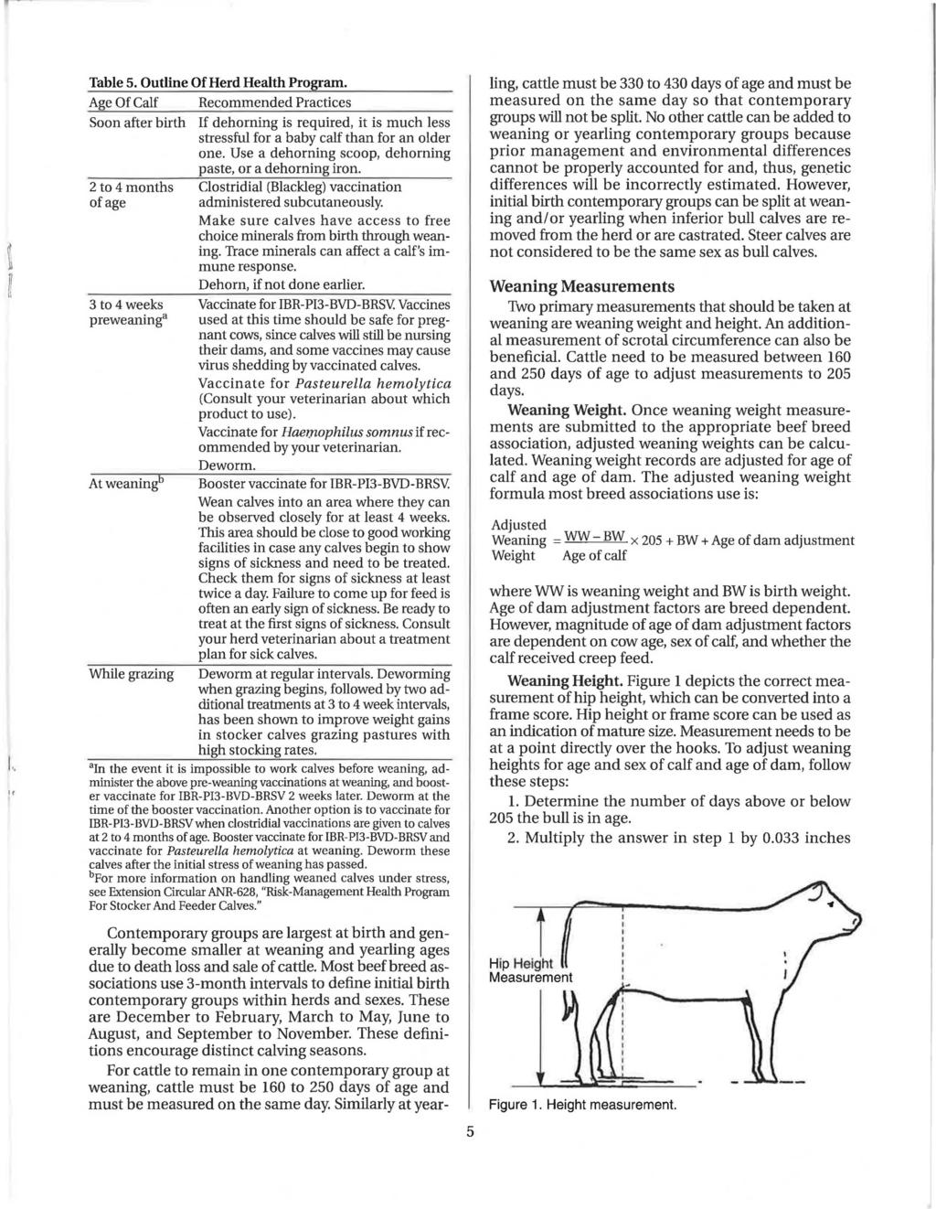 1.. It Table 5. Outline Of Herd Health Program.