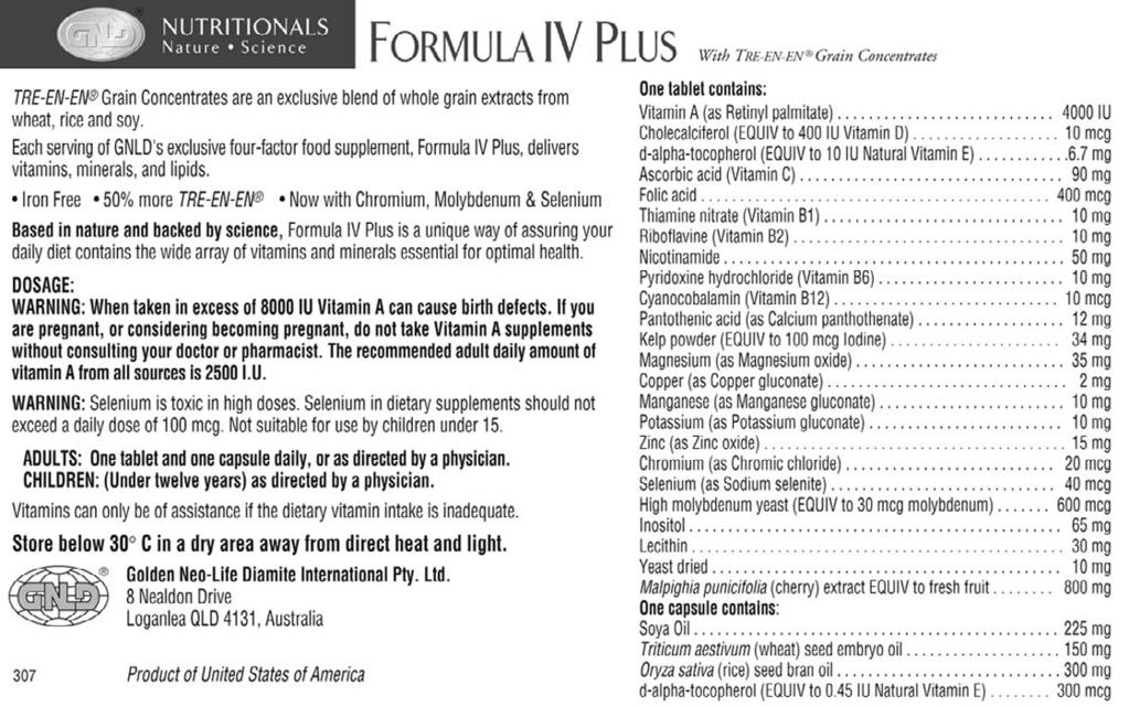 Fast Facts About Formula IV Plus PRODUCT FEATURES IRON FREE Tre-En-En Grain Concentrates.