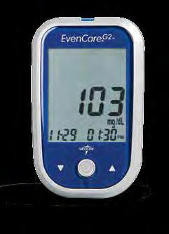 EvenCare G2 Blood Glucose System Performing a Control Solution Test step 1 Insert test strip to turn on meter. step 4 Bring meter and strip onto the droplet.
