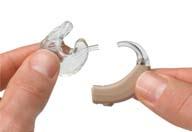 Hearing System Care Never use solvents 2. Slide the custom earmold tubing onto the BTE earhook when completely dry.
