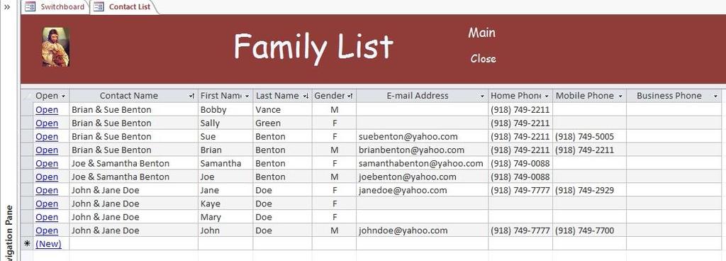 Family Report: Filtering Family Member s Name to single out one family.