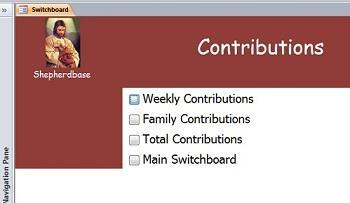 Contributions Main Menu: View and print Weekly Contribution Reports, Family Itemized