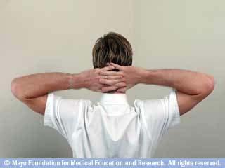 Chest stretch This stretches the muscles of your chest, upper back and the back of your neck.