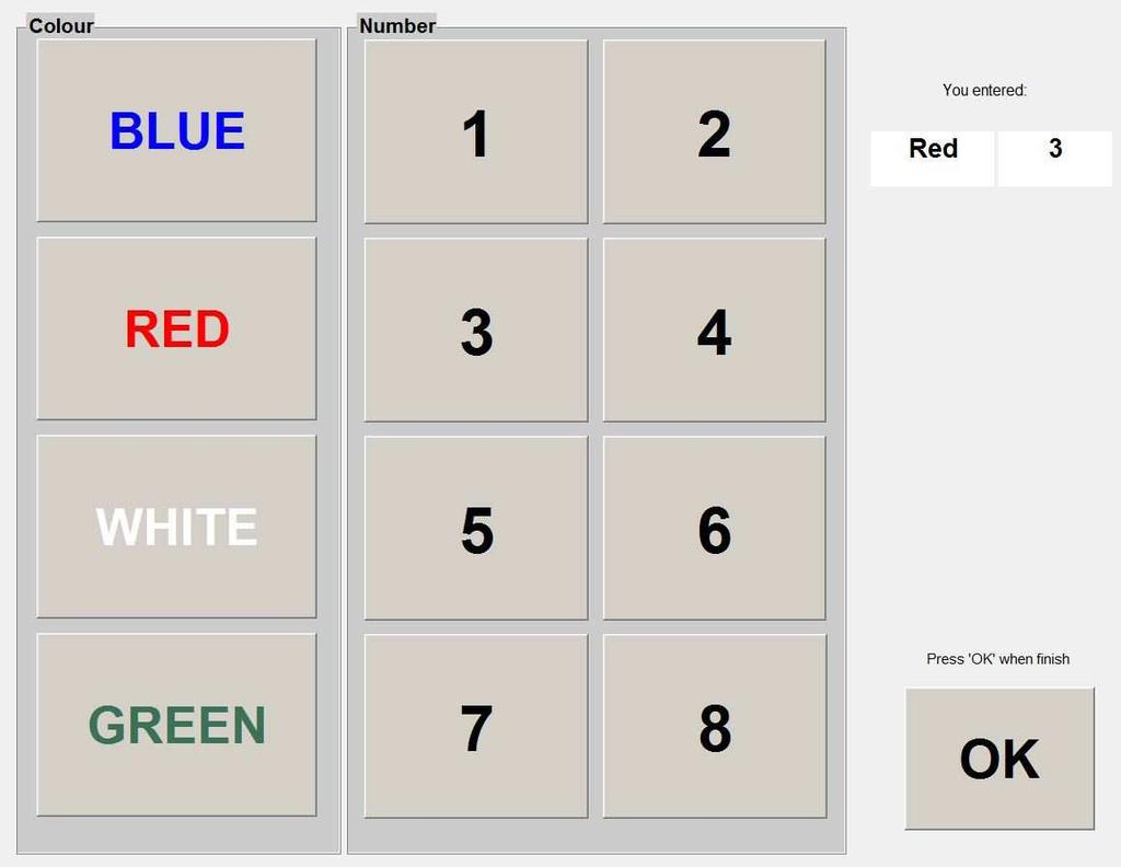 Figure 5.1: Graphical user interface used in the CRM speech perception task.