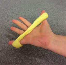 Position hand palm facing you, as in picture, keeping fingers and thumb